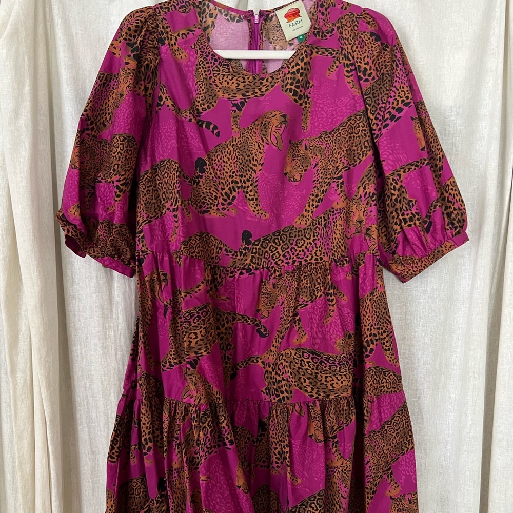 Farm Rio pink leopard dress